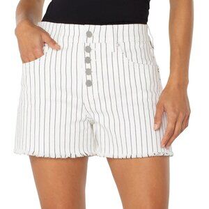 NWT Liverpool Christine Hi-Rise A-Line Pinstripe Shorts - White/Black
